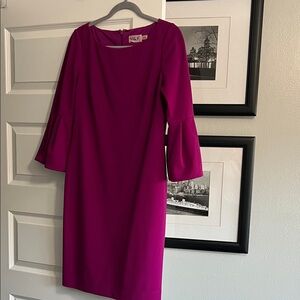 Eliza J Fuchsia Long Sleeve Dress